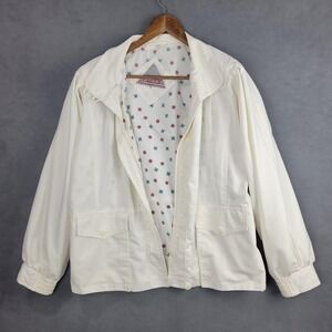 Vintage Pacer‎ Jacket Womens XL White Lightweight Bomber Windbreaker Pockets 80s